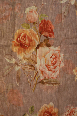 Image of A Floral Print Linen Sare