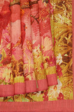 Image of A Floral Print Linen Sare