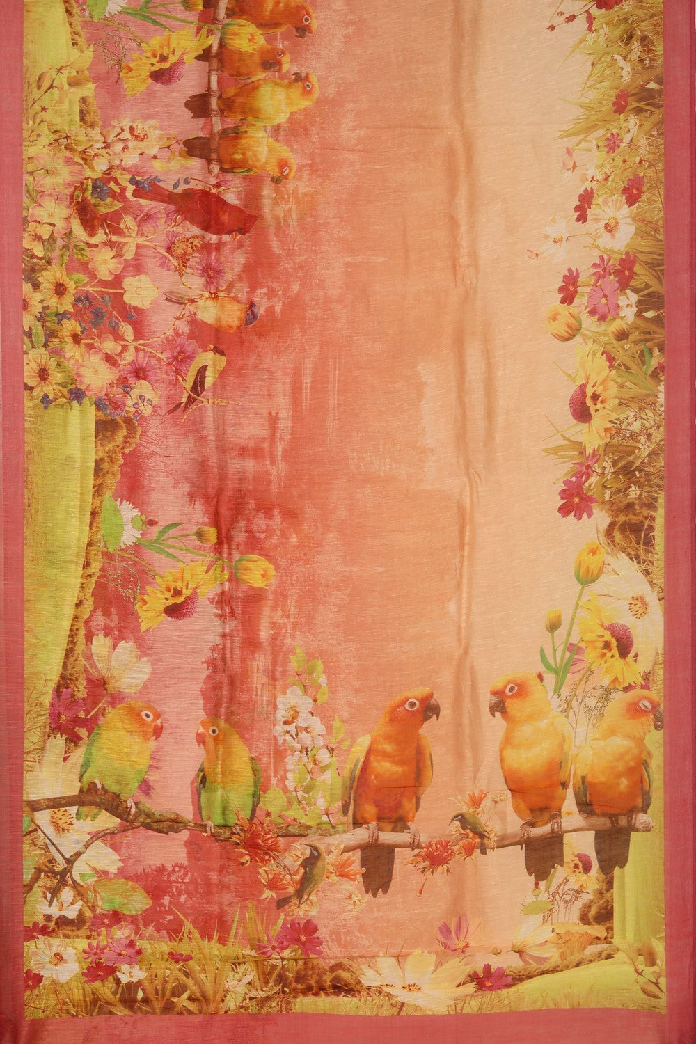 A Floral Print Linen Sare