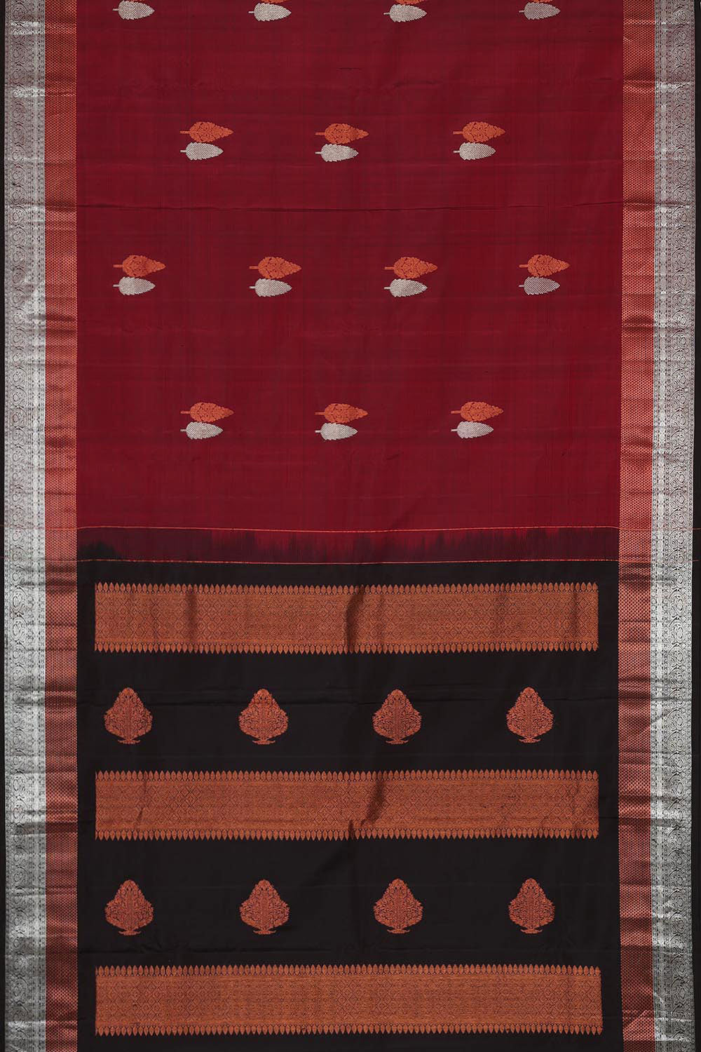Image of Kanchipattu Dark Red Brocade Saree