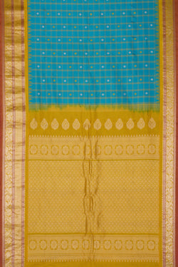 Image of Gadwal Silk Kattam Blue Saree