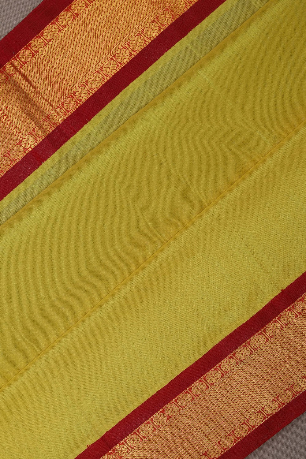 Image of Kuppadam Cotton Silk Yellow Saree