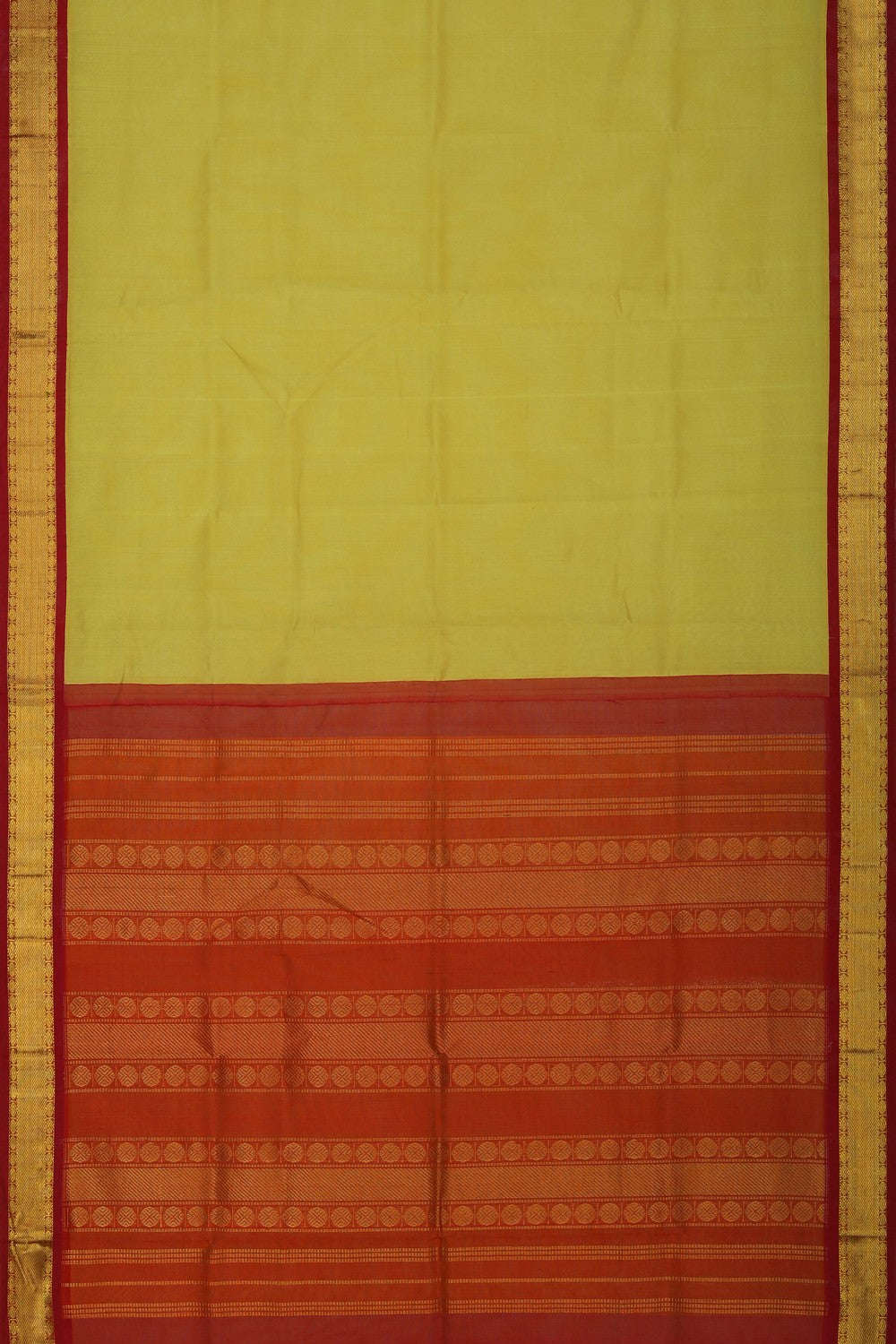 Image of Kuppadam Cotton Silk Yellow Saree