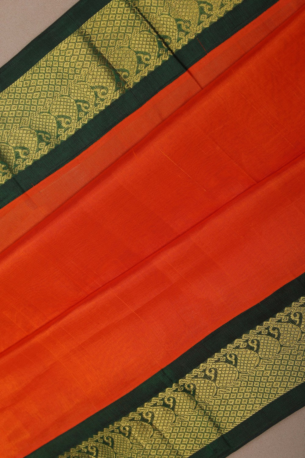 Image of Kuppadam Cotton Silk Orange Saree