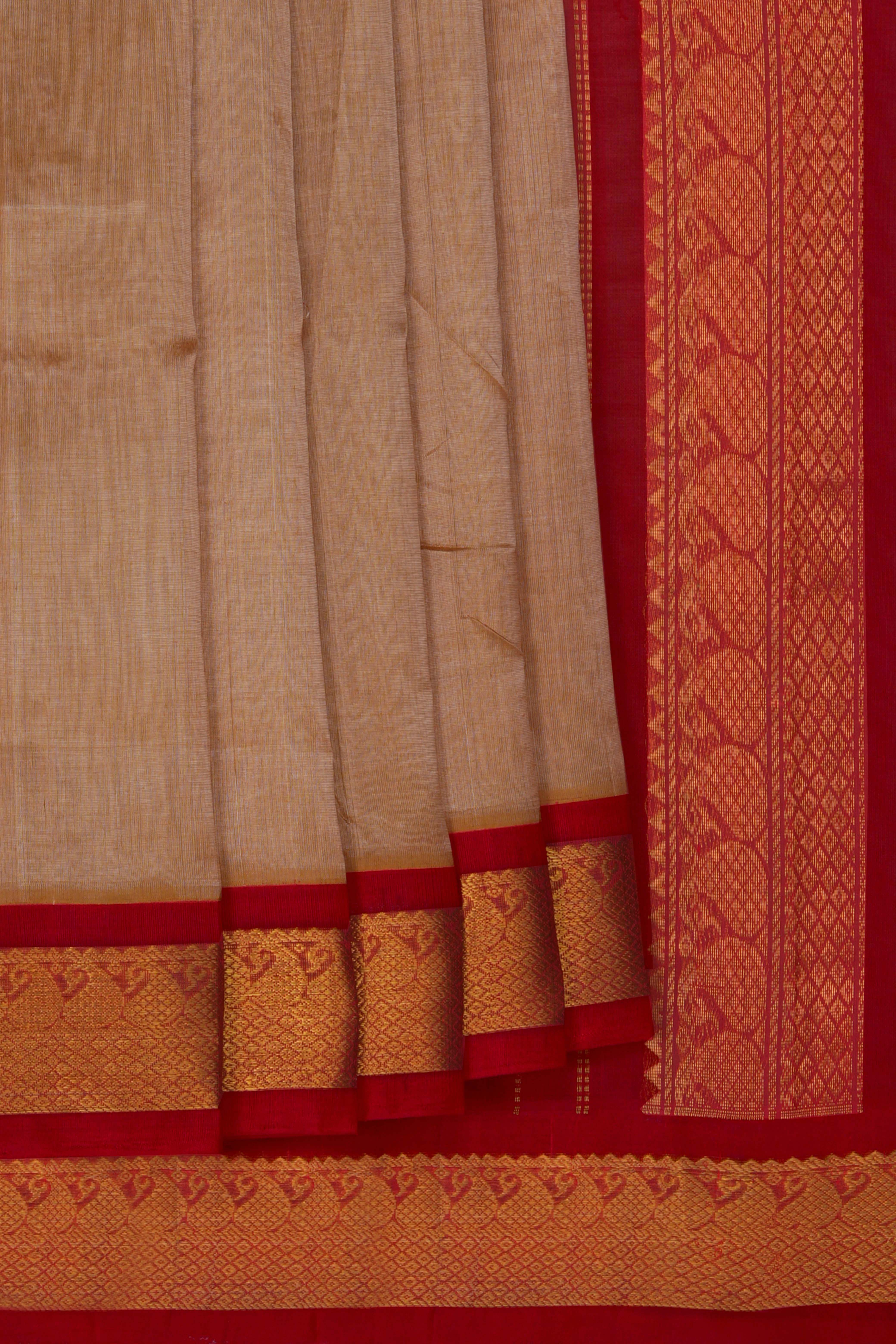Image of Kuppadam Cotton Silk Beige Saree