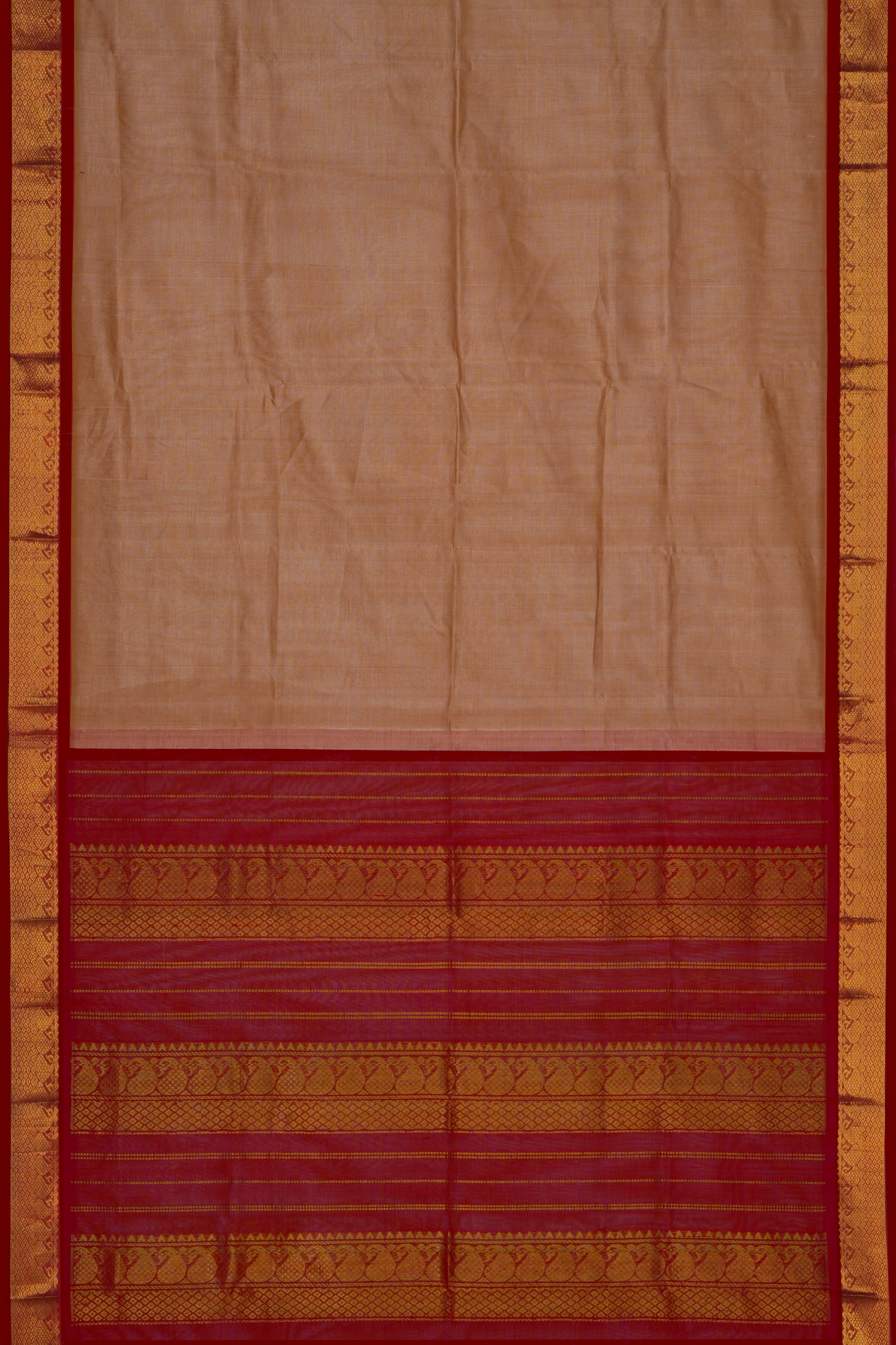 Image of Kuppadam Cotton Silk Beige Saree