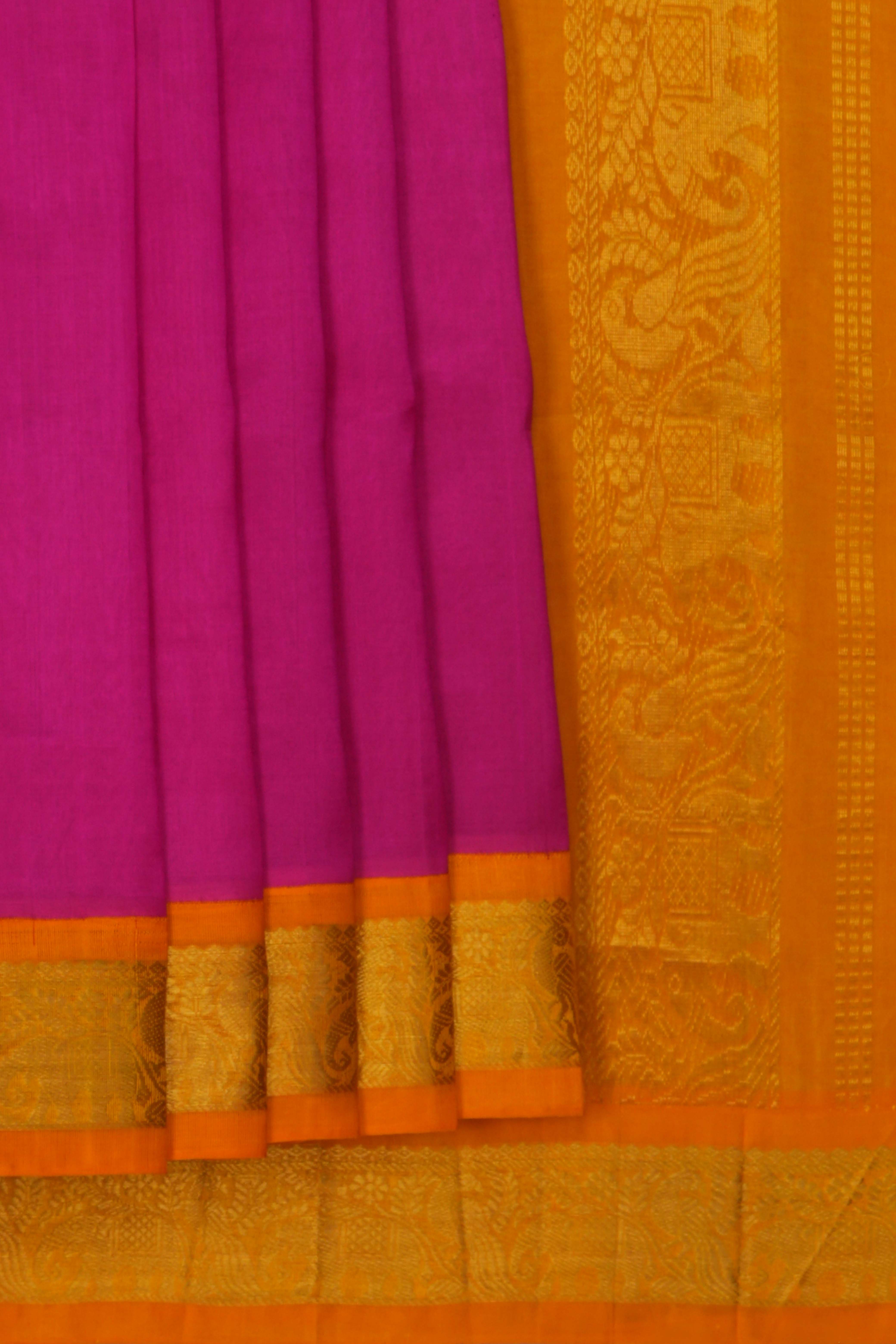 Image of Kuppadam Cotton Silk Pink Saree