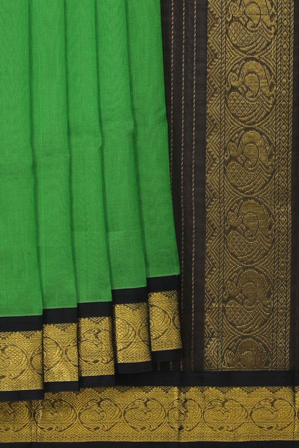 Image of Kuppadam Cotton Silk Green Saree