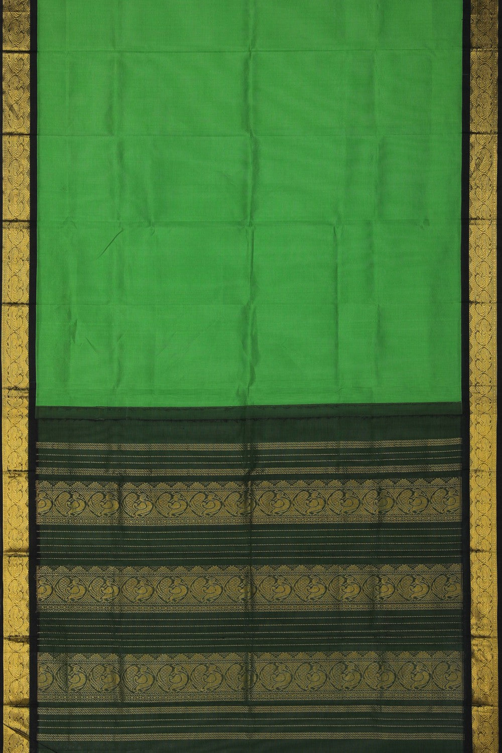 Image of Kuppadam Cotton Silk Green Saree