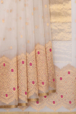 Collection of Chanderi Cream Colour Saree in a gallery layout