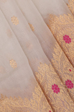 Collection of Chanderi Cream Colour Saree in a gallery layout