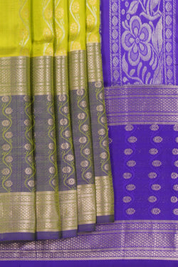 Image of Kuppadam Parrot Green Saree