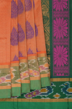 Image of South Cotton Silk Peach Saree