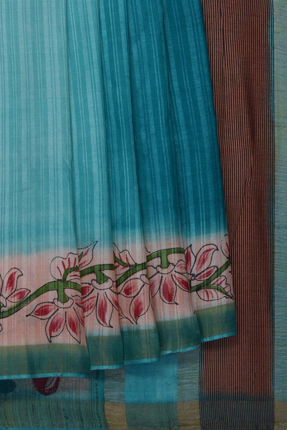 Image of Blue Desi Tussar Silk Saree