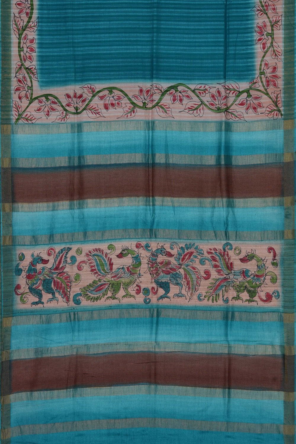 Image of Blue Desi Tussar Silk Saree
