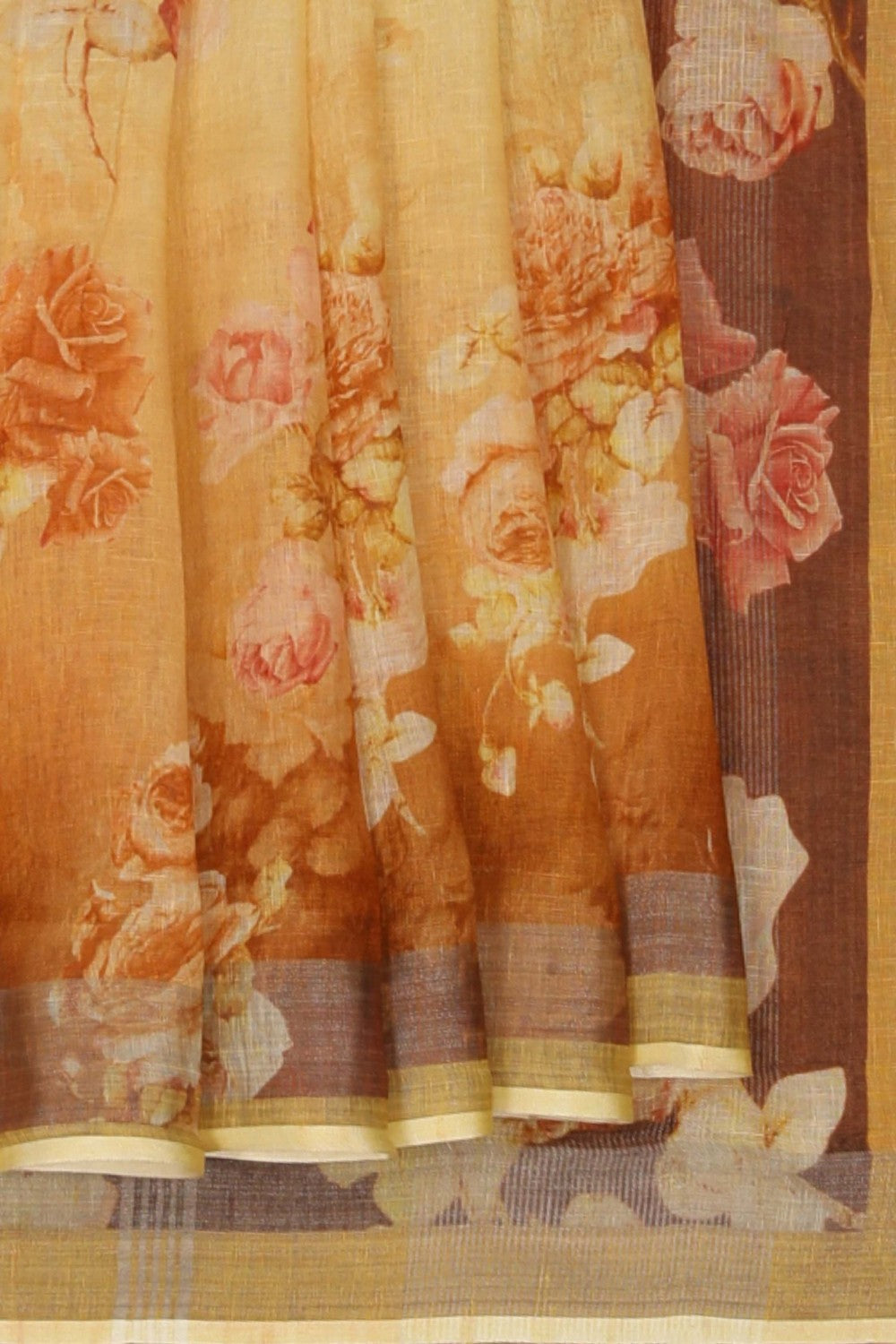 Image of Linen Floral Printed Saree