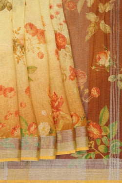 Image of Linen Floral Printed Saree