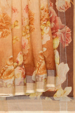 Image of Linen Floral Printed Saree