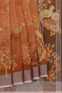Image of Linen Aesthetic Printed Saree