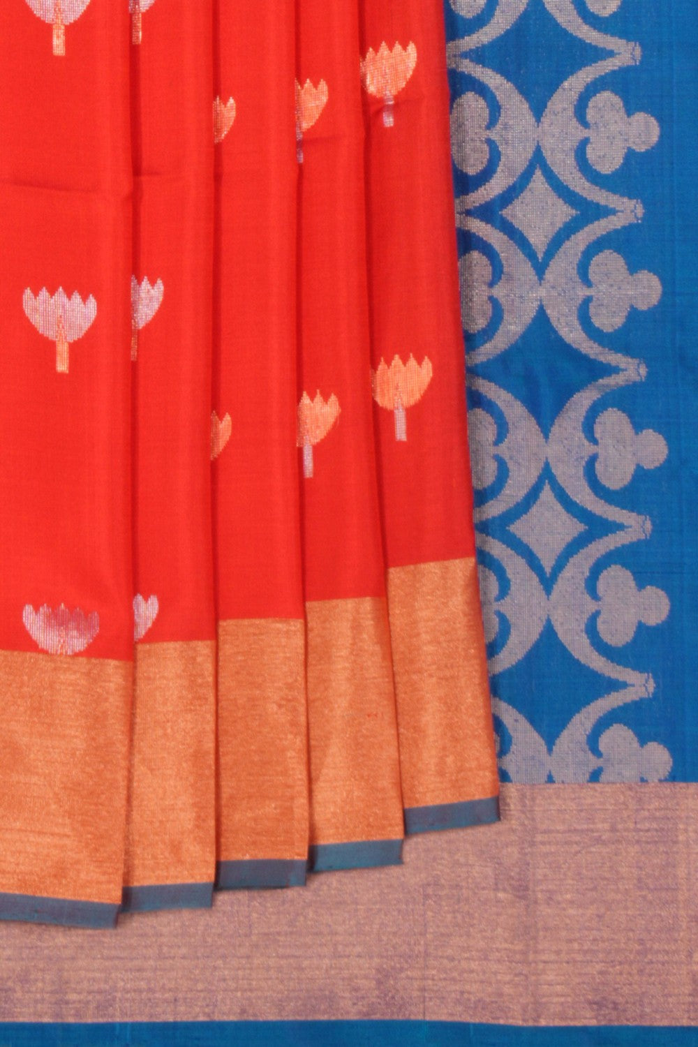 South Silk Coral Red Saree