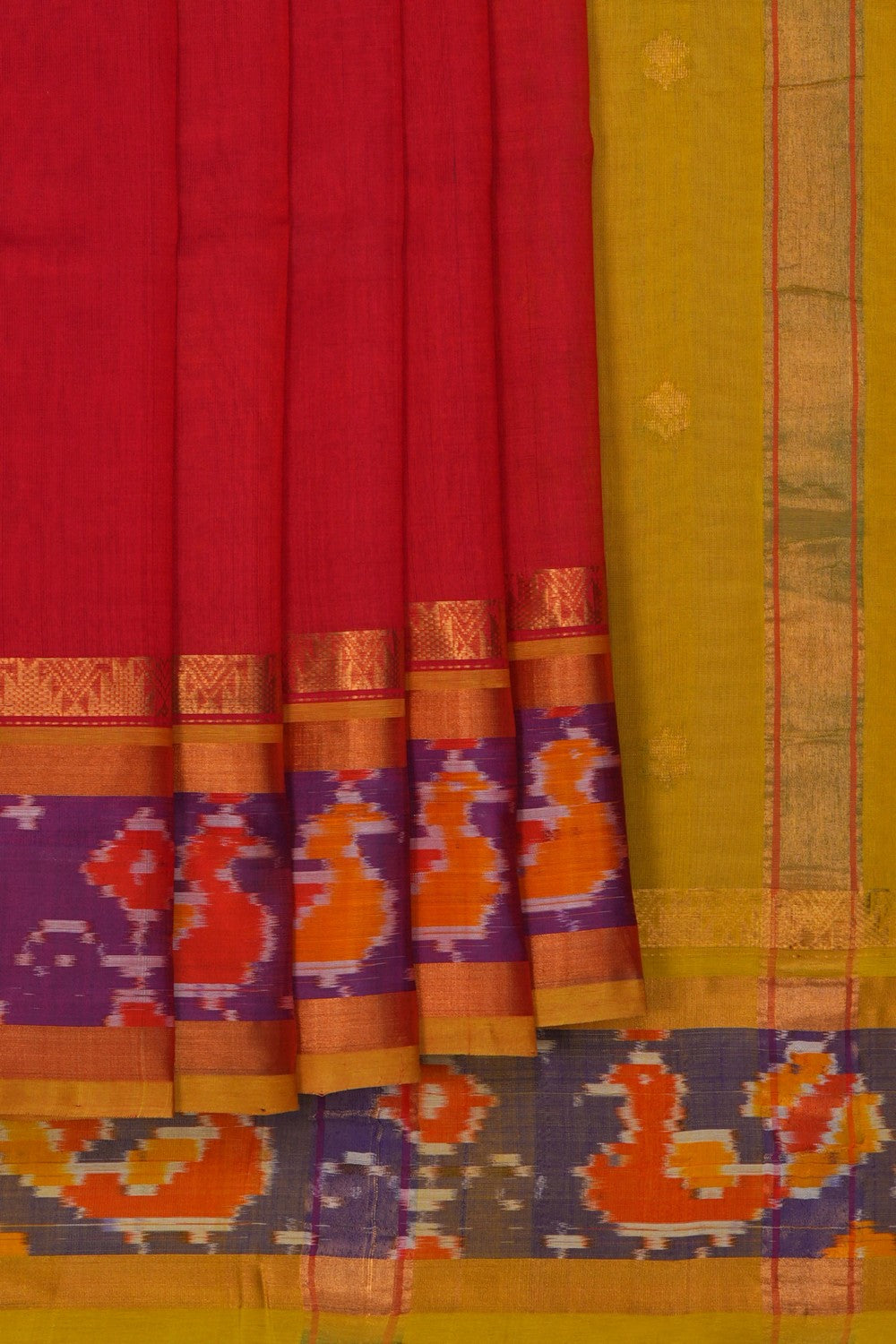 Image of South Cotton Silk Red Saree