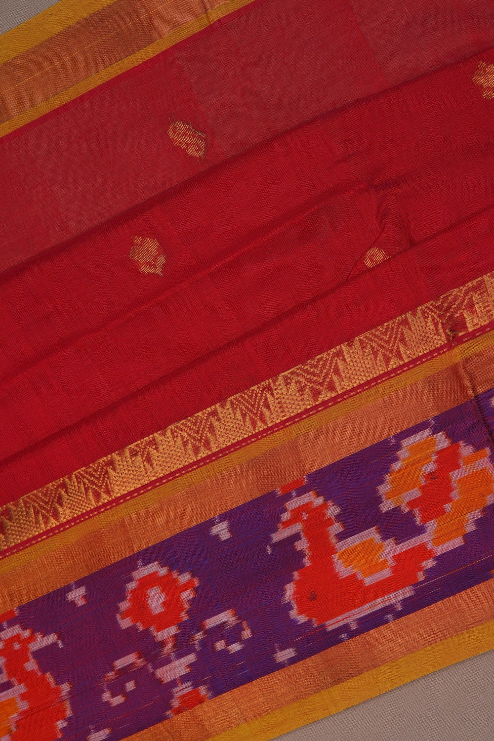 Image of South Cotton Silk Red Saree