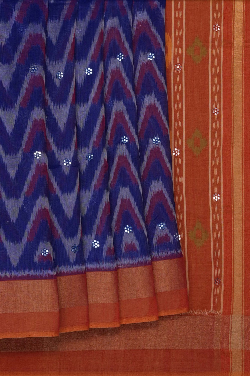 Image of South Silk-Cotton Ikat Fusion Saree