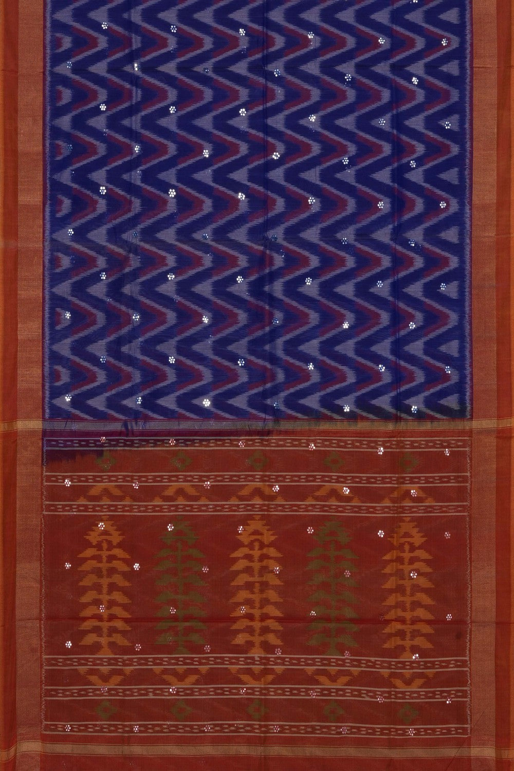 Image of South Silk-Cotton Ikat Fusion Saree