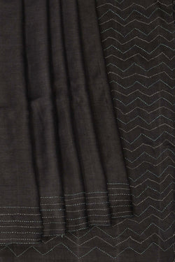 Image of Tussar Silk Kantha Stitch Saree