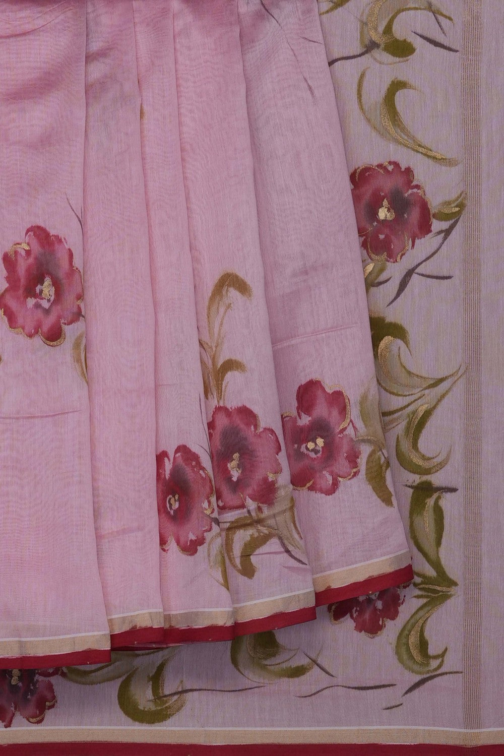 Image of Pink Chanderi Silk Cotton Saree