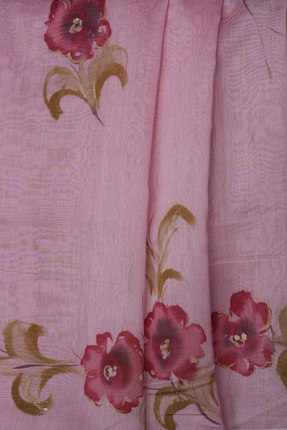 Image of Pink Chanderi Silk Cotton Saree
