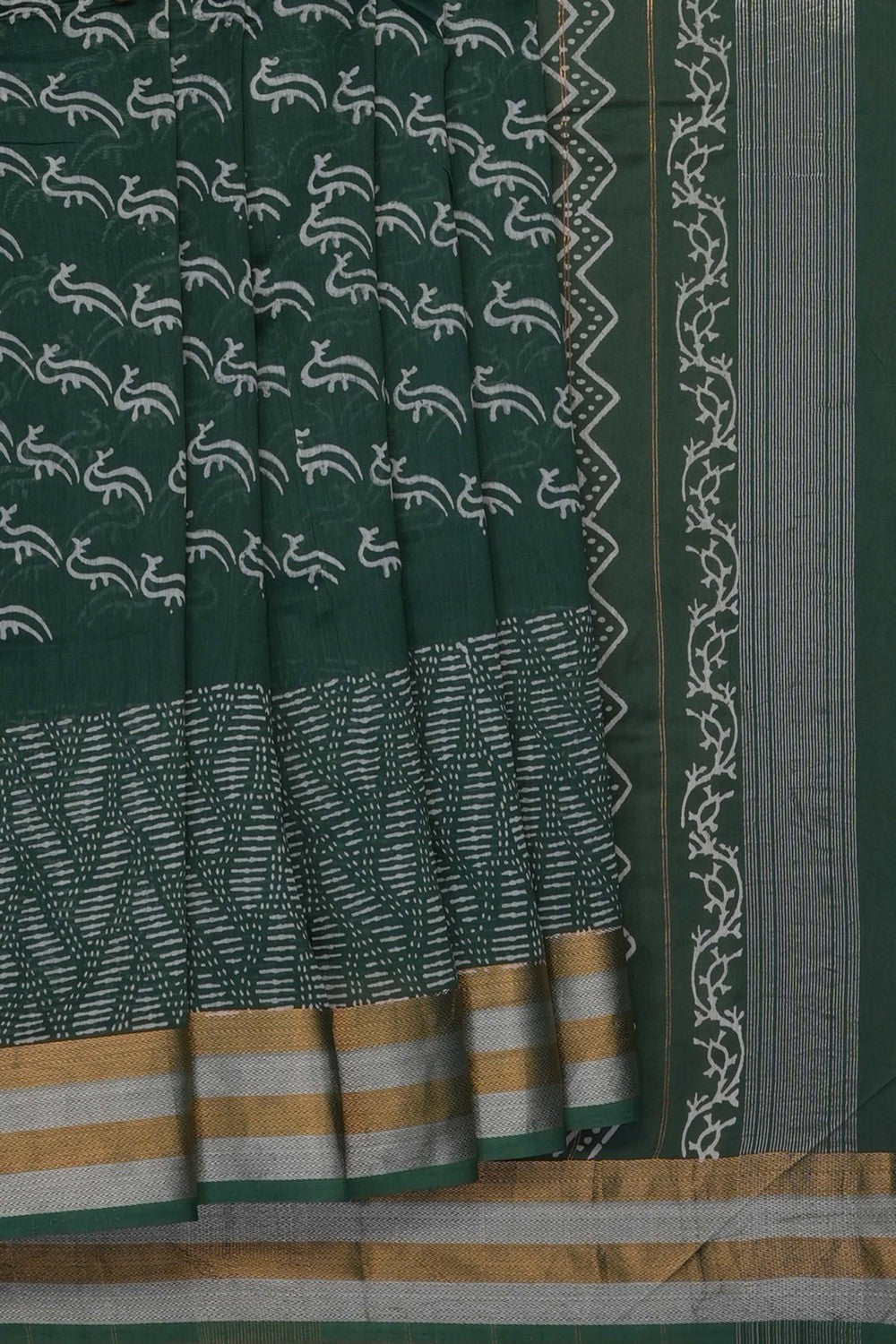 Image of Green Chanderi Silk Cotton Saree