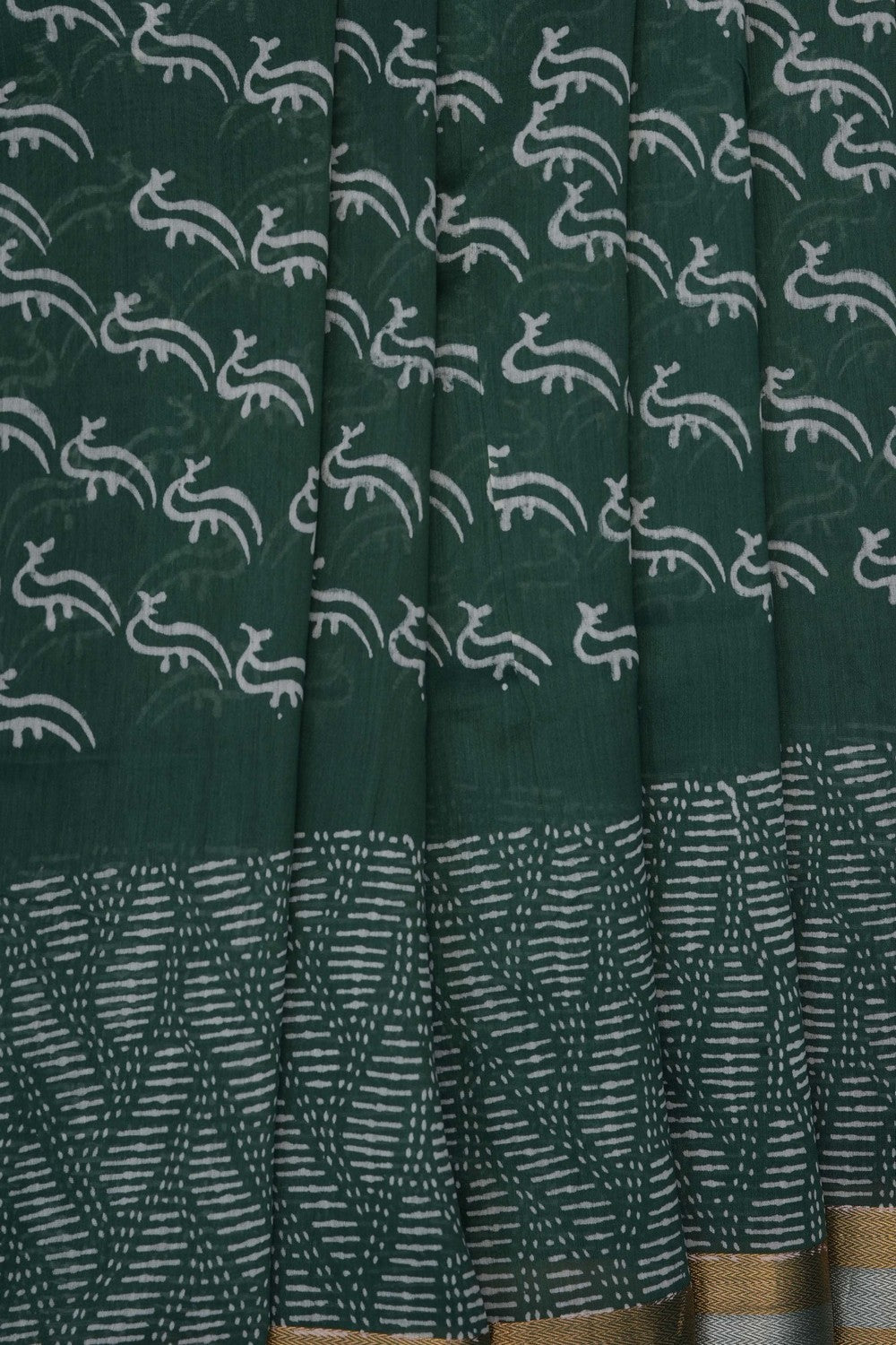 Image of Green Chanderi Silk Cotton Saree