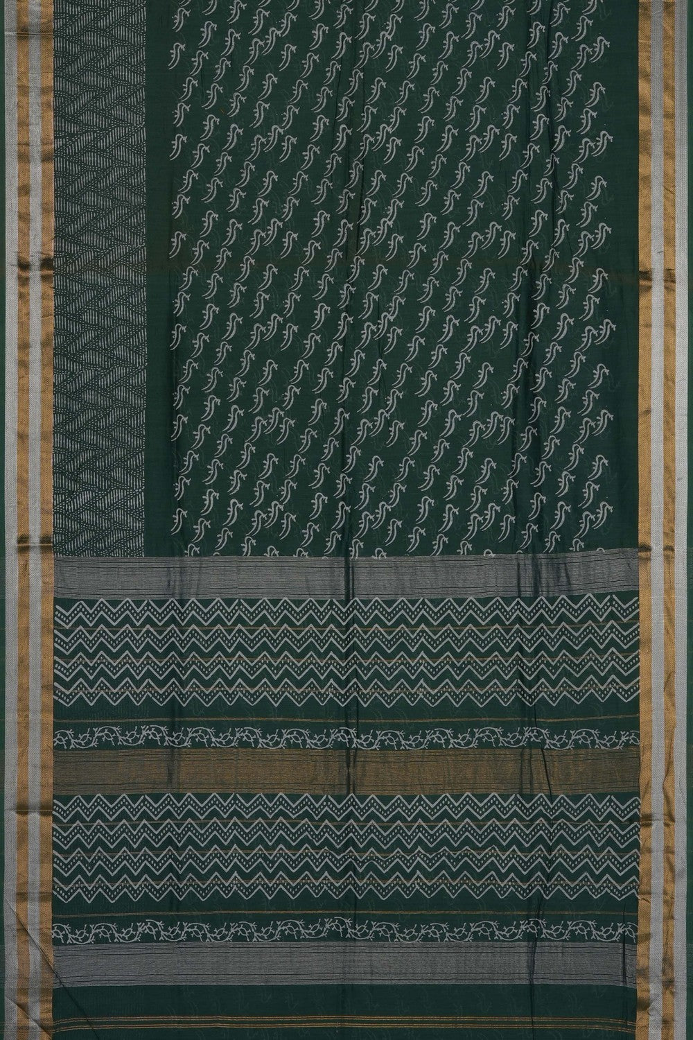 Image of Green Chanderi Silk Cotton Saree