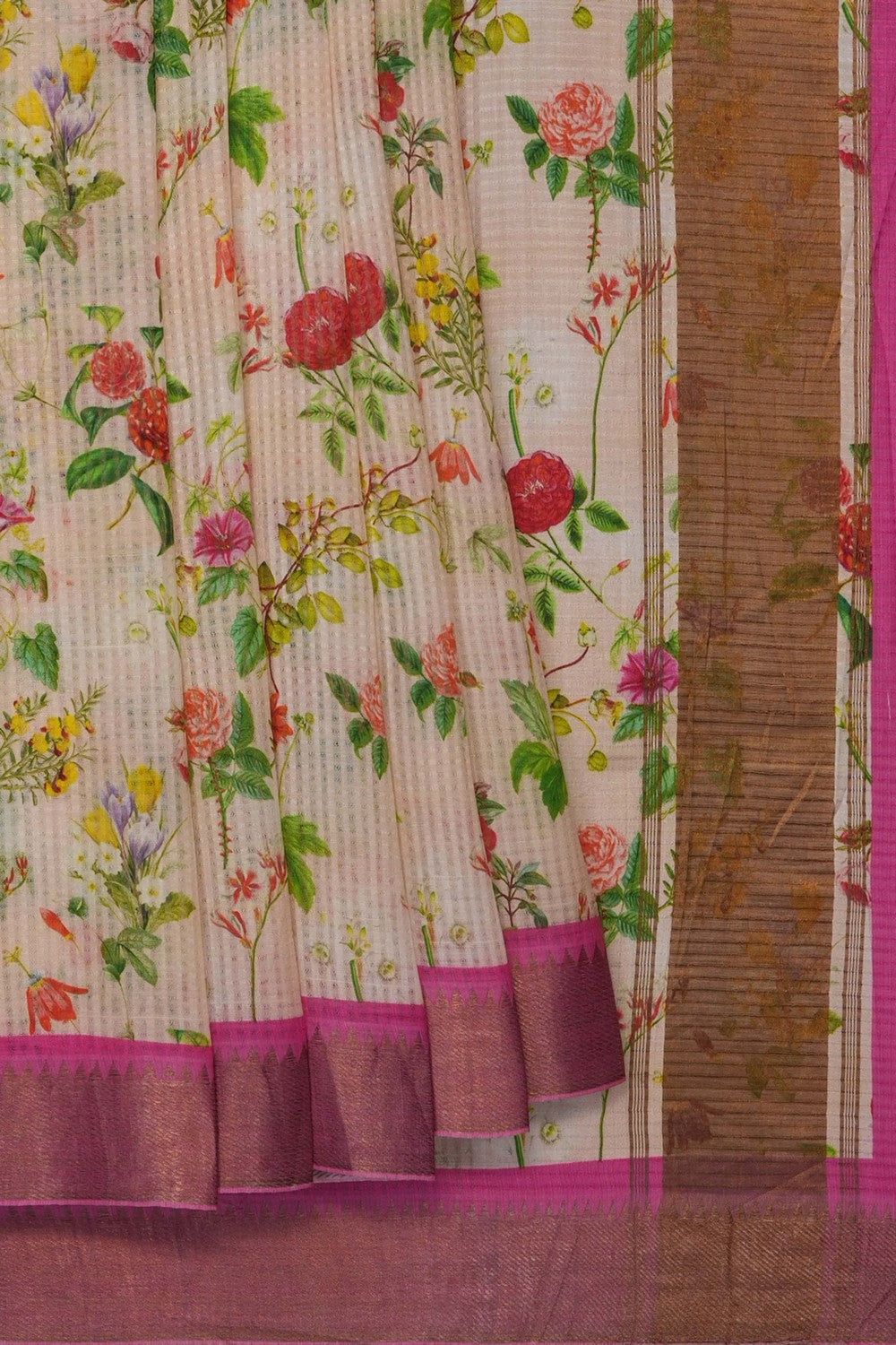 Image of Cream Mangalagiri Silk Saree
