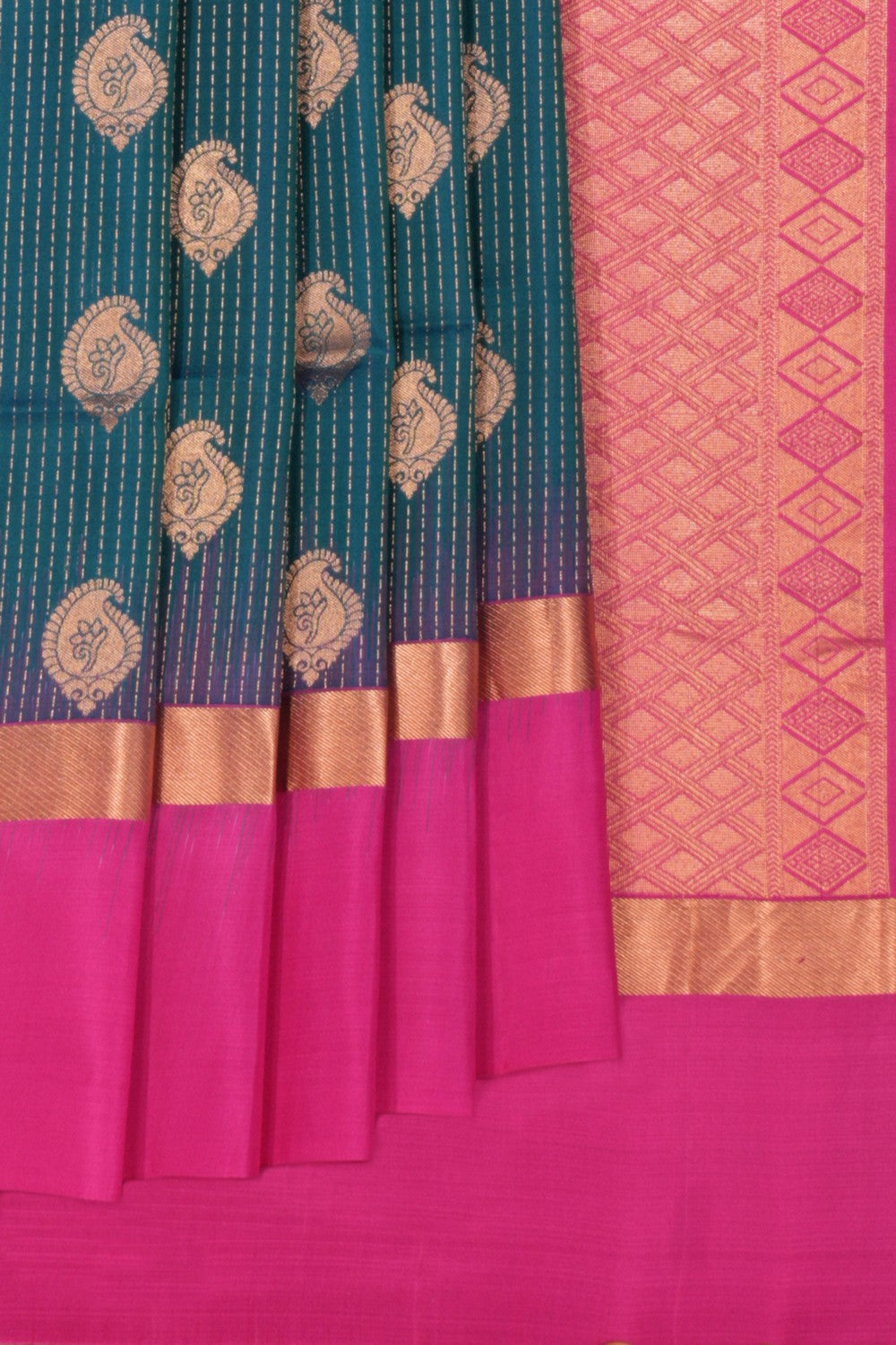 South Silk Teal Blue Saree