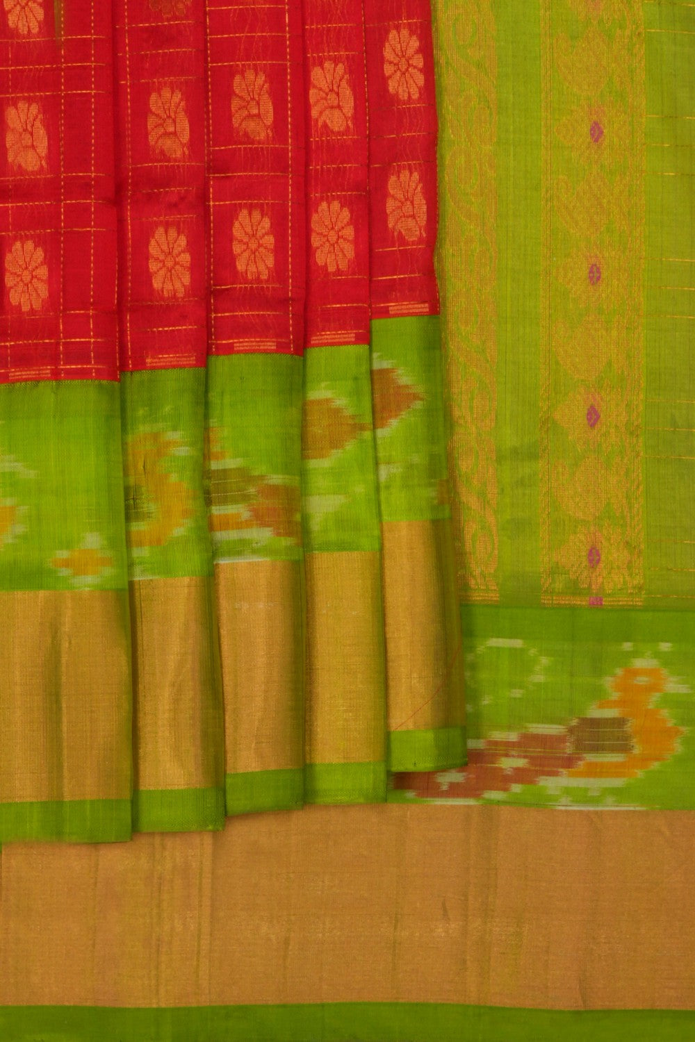 Image of South Cotton Silk Red Saree
