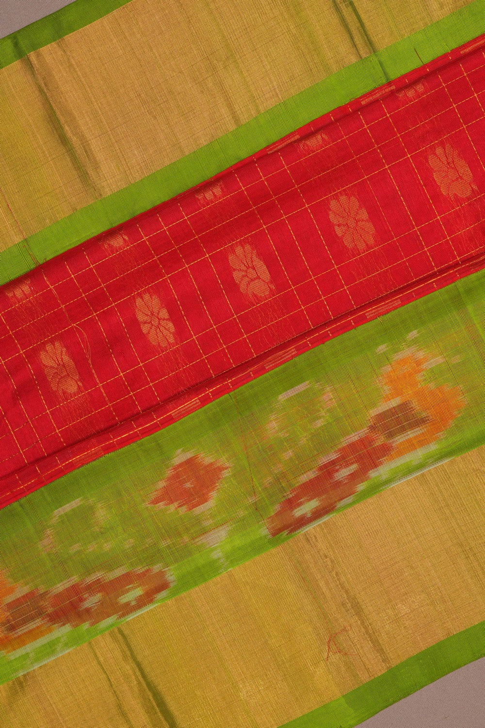 Image of South Cotton Silk Red Saree