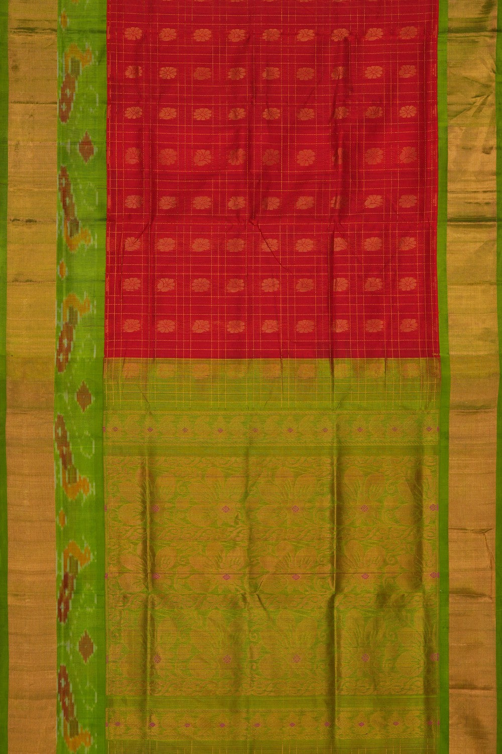 Image of South Cotton Silk Red Saree