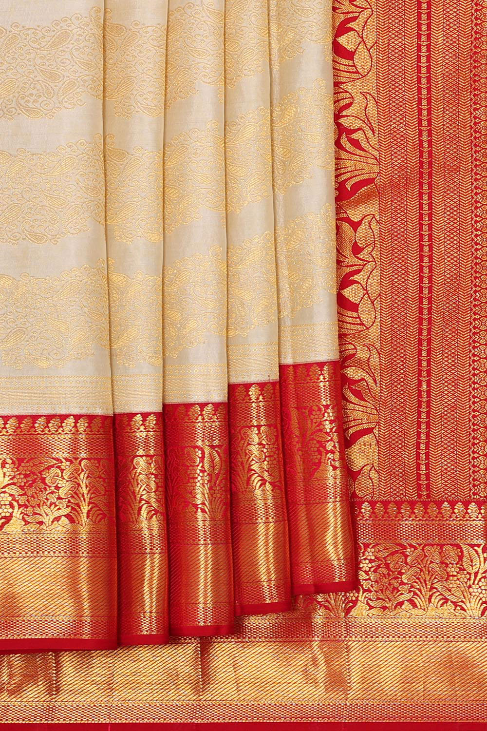 Image of Kanchipattu Cream Brocade Saree