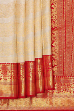 Image of Kanchipattu Cream Brocade Saree