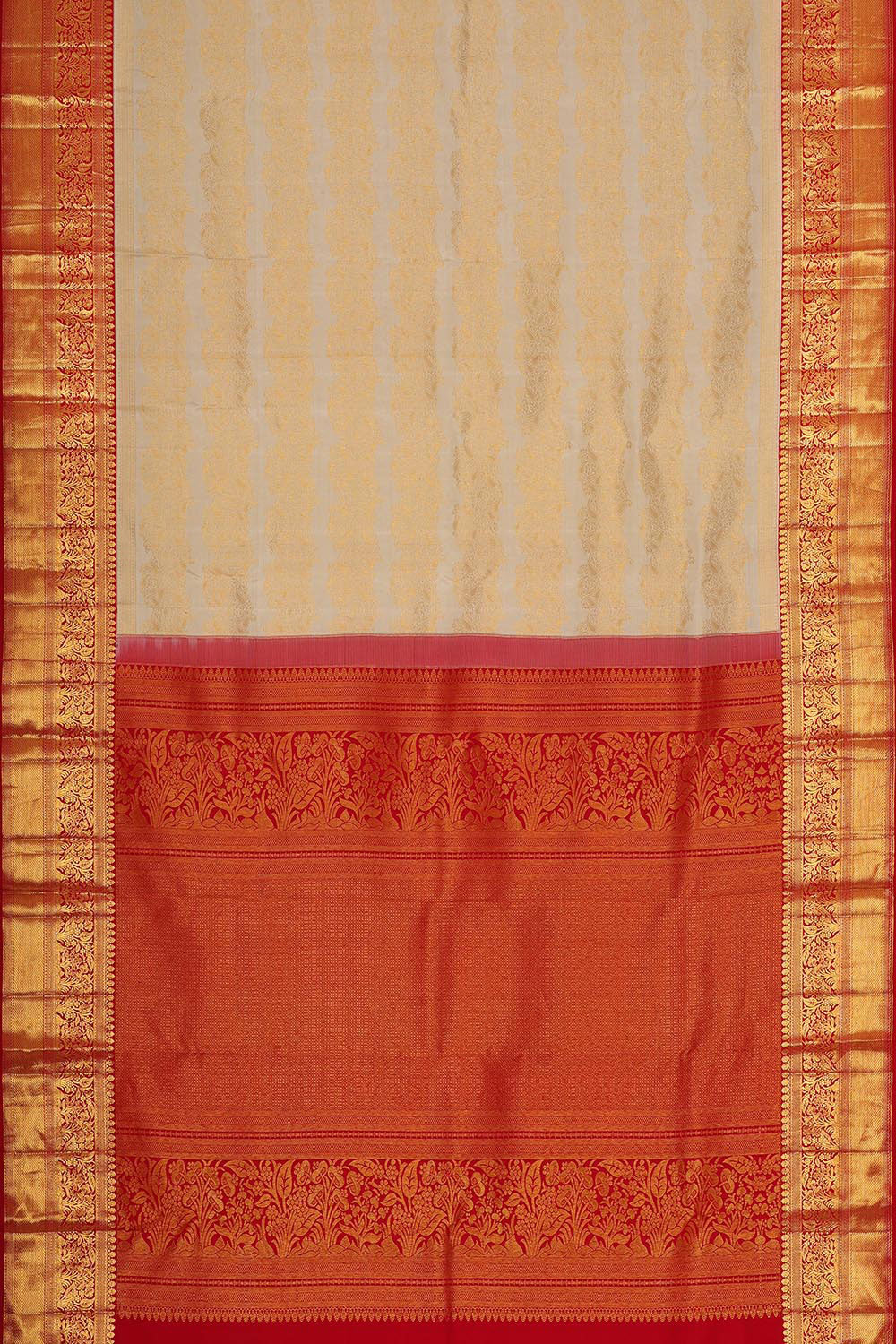 Kanchipattu Cream Brocade Saree