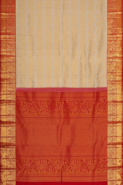 Image of Kanchipattu Cream Brocade Saree