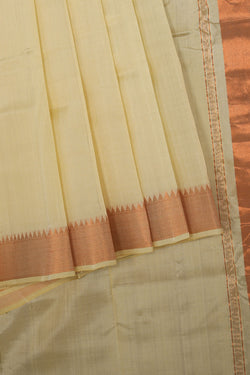 Collection of Mangalgiri-Silk Off White Saree in a gallery layout