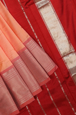 Collection of Mangalgiri-Silk Peach Saree in a gallery layout