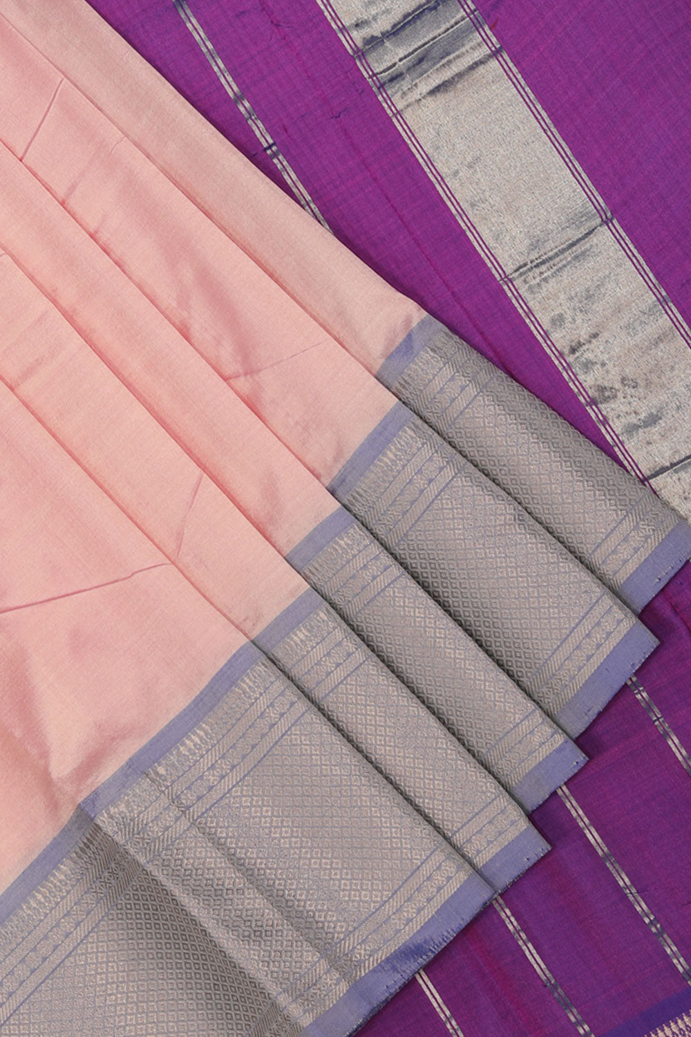 Image of Mangalgiri-Silk Pink Saree