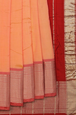 Collection of Mangalgiri-Silk Coral-Peach Saree in a gallery layout