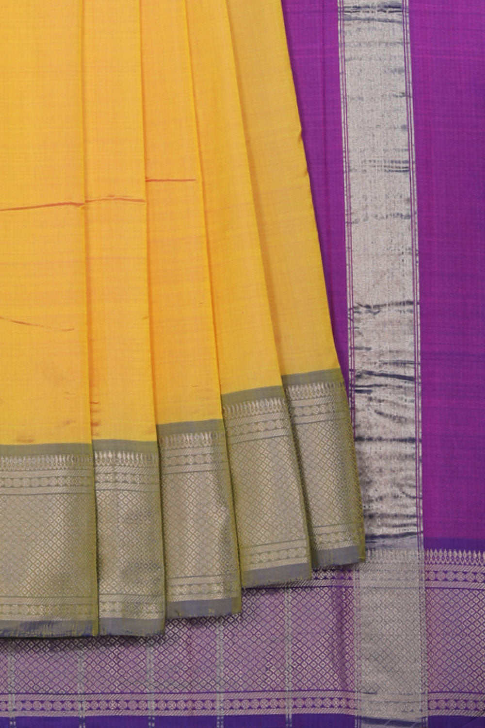 Collection of Mangalgiri-Silk Yellow Saree in a gallery layout