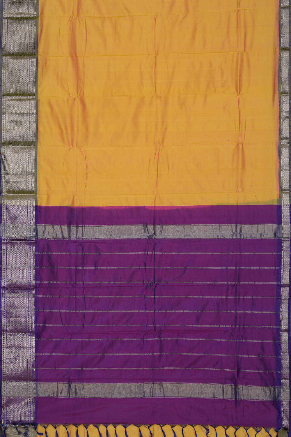 Collection of Mangalgiri-Silk Yellow Saree in a gallery layout