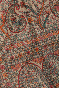 Image of Madhubani Painted Beige Dupatta